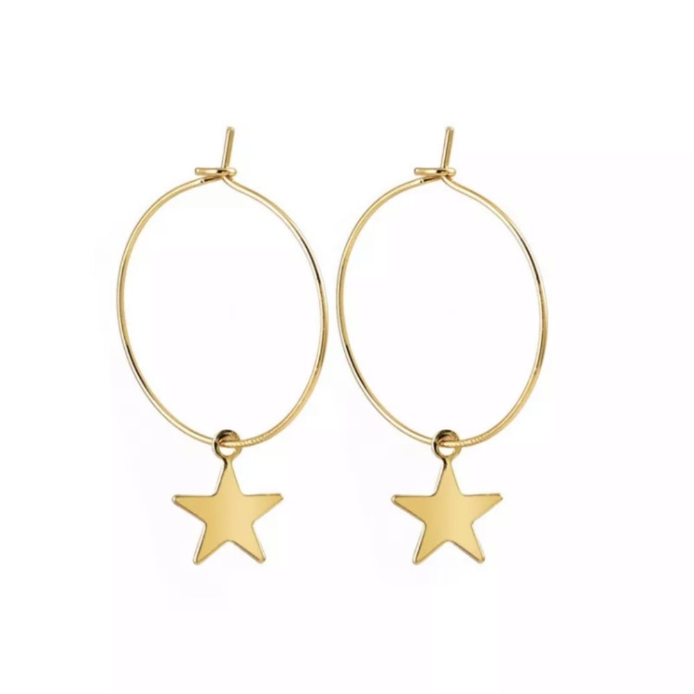 💫 “Make a Wish” Star Hoop Cute Simple Earrings - Picture 2 of 6